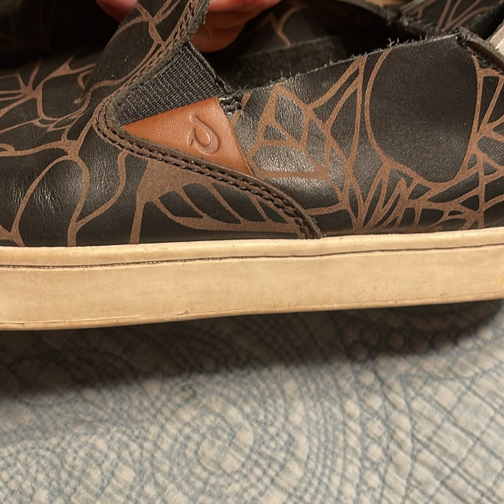 Olukai Dark Brown and Tan Leather Sneaker